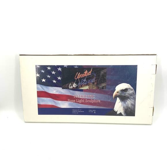 RARE! VTG 2002 Patriotic Rope Light Sculpture “United We Stand” New Open Box - Picture 9 of 13